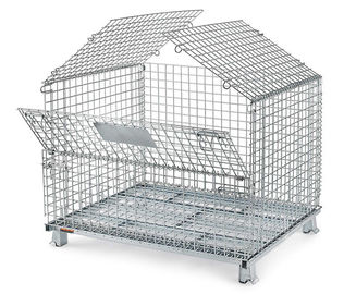 Heavy Duty Industrial Wire Containers Customized Colors Wire Mesh Pallet Cages