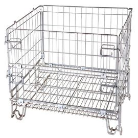 Logistics Wire Mesh Container 4 Layers Stackable Space Saving High Visibility With European Type Feet
