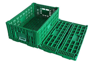 Ventilated Folding Plastic Storage Crate Basket With Handles And Lids