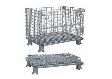 Long Lasting Foldable Stackable Wire Mesh Container Metal Bin Storage Cage