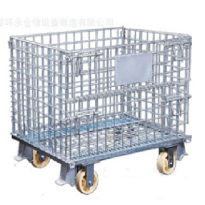 4 Wheels Electro Galvanized Metal Mesh Cage For Logistic Transportation