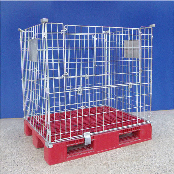 High Strength  Wire Mesh Pallet Cages Reusable Metal Mesh Containers