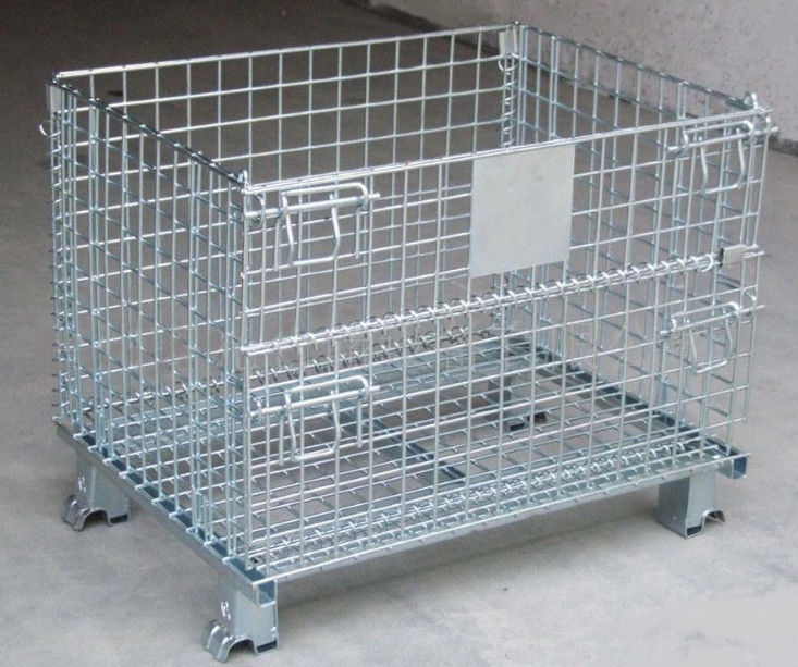 Customized Heavy Duty Foldable Wire Mesh Container Storage Cages with Name Plate